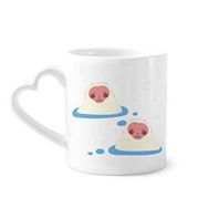 Dıythinker 12 oz Japon Seyahat Şanslı Hayvan Çömlekçilik Seramik Kalp Saplı Kupa