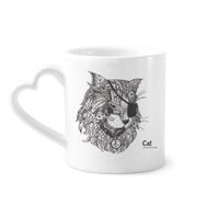 Dıythinker 12 oz Kedi İnsan Boyası Tek Gözlü Çömlekçilik Seramik Kalp Saplı Kupa