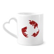 Dıythinker 12 oz Kırmızı Cyprinoid Çömlekçilik Seramik Kalp Saplı Kupa