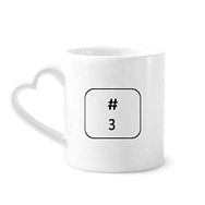 Dıythinker 12 oz Klavye Sembolü 3 Seramik Kalp Saplı Seramik Kupa