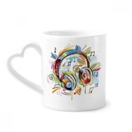 Dıythinker 12 oz Kulaklık Renkli Müzik Çılgın Desenli Çömlekçilik Seramik Kalp Saplı Kupa