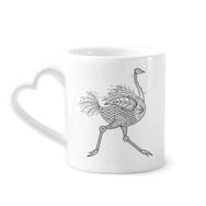 Dıythinker 12 oz Kuş Boyası Koşu Uzun Çömlekçilik Seramik Kalp Saplı Kupa