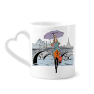 Dıythinker 12 oz Lady River Bridge Fransa Mark Çömlekçilik Seramik Kalp Saplı Kupa