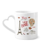 Dıythinker 12 oz Love Paris Fransa Eyfel Kulesi Çömlekçilik Seramik Kalp Saplı Kupa