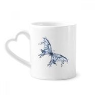 Dıythinker 12 oz Mavi Kelebek Uçurtma Çömlekçilik Seramik Kalp Saplı Kupa