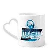 Dıythinker 12 oz Mavi Kulaklık Müzik Çılgın Desenli Çömlekçilik Seramik Kalp Saplı Kupa