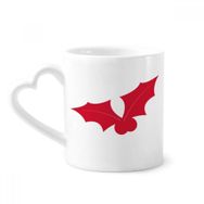 Dıythinker 12 oz Noel Yaprağı Kırmızı Festival Çömlekçilik Seramik Kalp Saplı Kupa