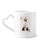 Dıythinker 12 oz Oyun Kartları Kulüp K Desenli Çömlekçilik Seramik Kalp Saplı Kupa