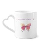 Dıythinker 12 oz Pembe Kelebek Koleksiyonu Çömlekçilik Seramik Kalp Saplı Kupa