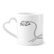 Dıythinker 12 oz Plug Line El Çizimi Boya Çömlekçilik Seramik Kalp Saplı Kupa
