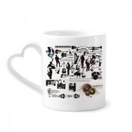 Dıythinker 12 oz Rock Müzik Festivali Çılgın Desenli Çömlekçilik Seramik Kalp Saplı Kupa