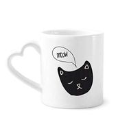 Dıythinker 12 oz Siyah Kedi Kafası Miyav Hayvan Çömlekçilik Seramik Kalp Saplı Kupa