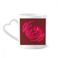 Dıythinker 12 oz Tablo Japon Kültürü Kırmızı Balık Çömlekçilik Seramik Kalp Saplı Kupa
