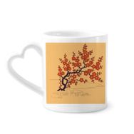 Dıythinker 12 oz Tablo Japon Kültürü Kırmızı Çiçek Çömlekçilik Seramik Kalp Saplı Kupa