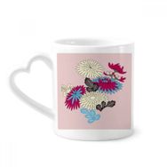 Dıythinker 12 oz Tablo Japon Kültürü Pembe Çömlekçilik Seramik Kalp Saplı Kupa