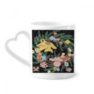 Dıythinker 12 oz Tablo Japon Kültürü Yaprak Çiçek Çömlekçilik Seramik Kalp Saplı Kupa