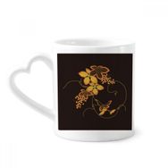 Dıythinker 12 oz Tablo Japonrengi Çiçek Çömlekçilik Seramik Kalp Saplı Kupa