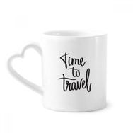 Dıythinker 12 oz Time To Travel Alıntı Çömlekçilik Seramik Kalp Saplı Kupa