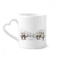 Dıythinker 12 oz Vacation Street France Landmark Seramik Kalp Saplı Seramik Kupa
