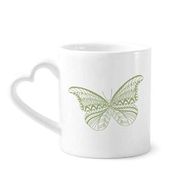 Dıythinker 12 oz Yeşil Kelebek Uçurtma Çömlekçilik Seramik Kalp Saplı Kupa