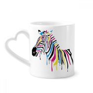 Dıythinker 12 oz Zebra Hayvan Gökkuşağı Renkli Çömlekçilik Seramik Kalp Saplı Kupa