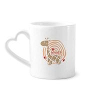 Dıythinker 12 oz Zürafa Çizgi Film Yüzük Hayvan Çömlekçilik Seramik Kalp Saplı Kupa