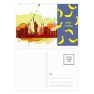 Dıythinker 14x9 cm 20 Adet Renkli ABD Amerika New York City Liberty Suluboya Muz Kartpostal Seti