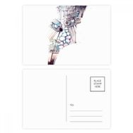 Dıythinker 14x9 cm 20 Adet Renkli Barok Mimari Bina Suluboya Boyama Kartpostal Seti