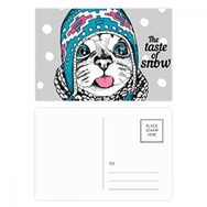 Dıythinker 14x9 cm 20 Adet Renkli Cat Head The Taste of Snow Cat Protect Hayvan Kartpostal Seti