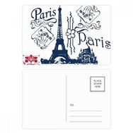 Dıythinker 14x9 cm 20 Adet Renkli Eyfel Kulesi Fransa Paris Çizgi Çizim Kartpostal Seti