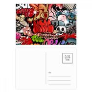 Dıythinker 14x9 cm 20 Adet Renkli Grafiti Sokak Renkli Kafatası Duvar Boyama Kartpostal Seti