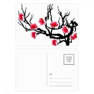 Dıythinker 14x9 cm 20 Adet Renkli Japon Kültürü Kırmızı Siyah Sakura Desenli Kartpostal Seti