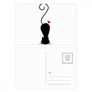 Dıythinker 14x9 cm 20 Adet Renkli Kalp Şekilli Kedi Sihouette Hayvan Kartpostal Seti