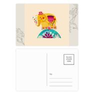 Dıythinker 14x9 cm 20 Adet Renkli Kırmızı Şapka Milli Fil Pembe Renkli Çiçek Kartpostal Seti