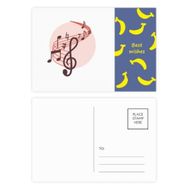 Dıythinker 14x9 cm 20 Adet Renkli Kırmızı Yuvarlak Şekilli Movg Müzik Notaları Muz Kartpostal Seti