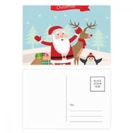 Dıythinker 14x9 cm 20 Adet Renkli Noel Baba Geyik Penguen Festival Kartpostal Seti