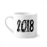 Dıythinker 170 ml Beyaz 2018 Eriyen Efekti Mutlu Yıllar Mini Kahve Seramik Kupa
