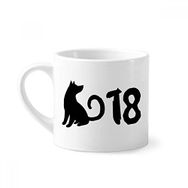 Dıythinker 170 ml Beyaz 2018 Sevimli Köpek Mutlu Yıllar Mini Kahve Seramik Kupa