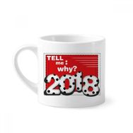 Dıythinker 170 ml Beyaz 2018 Tell Me Why Milk Digital Happy New Year Mini Kahve Seramik Kupa