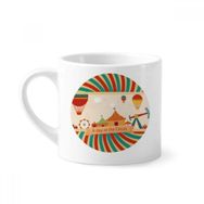 Dıythinker 170 ml Beyaz A Day At The Circus Desenli Mini Kahve Seramik Kupa
