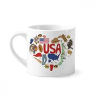 Dıythinker 170 ml Beyaz ABD Amerika Aşk Kalp Ulusal Bayrak Mini Kahve Seramik Kupa