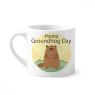 Dıythinker 170 ml Beyaz ABD ve Kanada Groundhog Günü Şubat Mini Kahve Seramik Kupa