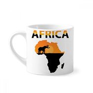 Dıythinker 170 ml Beyaz Afrika Haritası Savanna Fil Vahşi Yaşam Mini Kahve Seramik Kupa