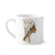 Dıythinker 170 ml Beyaz Afrika Siyah Kadın Aborijin Başlık Sanatı Mini Kahve Seramik Kupa