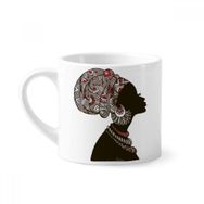 Dıythinker 170 ml Beyaz Afrika Siyah Kadın Aborjin Başörtüsü Mini Kahve Seramik Kupa