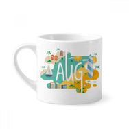 Dıythinker 170 ml Beyaz Ağustos Aylık Sezon İllüstrasyon Mini Kahve Seramik Kupa