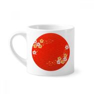 Dıythinker 170 ml Beyaz Altın Kırmızı Sakura Desenli Japon Mini Kahve Seramik Kupa