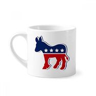 Dıythinker 170 ml Beyaz Amerika Eşek Amblemi Demokrat Parti Mini Kahve Seramik Kupa