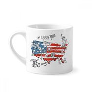 Dıythinker 170 ml Beyaz Amerika Haritası Özgürlük Kelime İllüstrasyon Mini Kahve Seramik Kupa