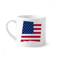 Dıythinker 170 ml Beyaz Amerika Haritası Yıldızlar Çizgili Bayrak Şekilli Mini Kahve Seramik Kupa